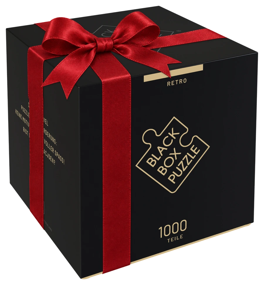 Originale Retro-Box mit roter Stoffschleife